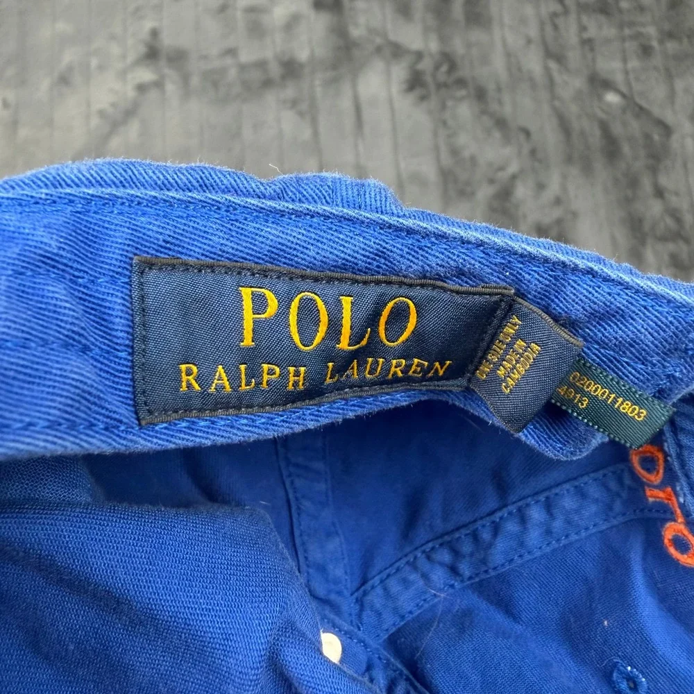 Polo Ralph Lauren Baseball Cap Mens OS Blue Orange Pony Logo Dad Hat 8687